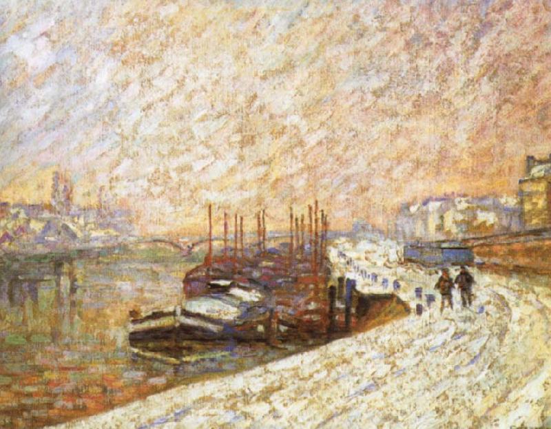 Armand guillaumin Barges in the Snow oil painting image